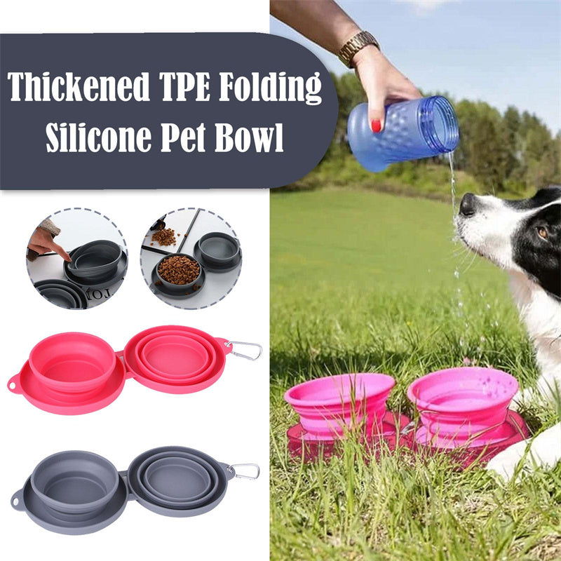 Rubber Foldable Double Bowl Pet Feeding Bowl Pets Supplies Dog Cat Bowls - Pets Home