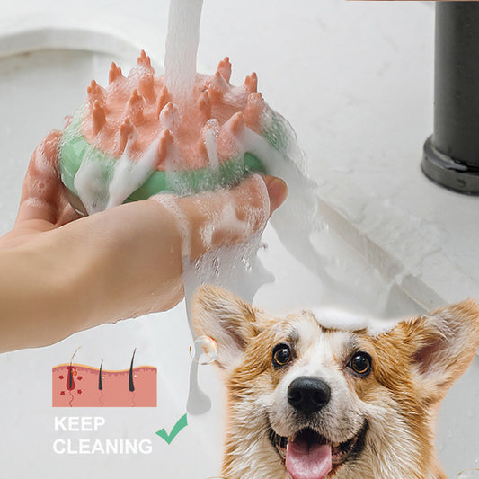 New 2 In 1 Pet Cat Dog Cleaning Bathing Massage Shampoo Soap Dispensing Grooming Brush Pets Supplies - Pets Home