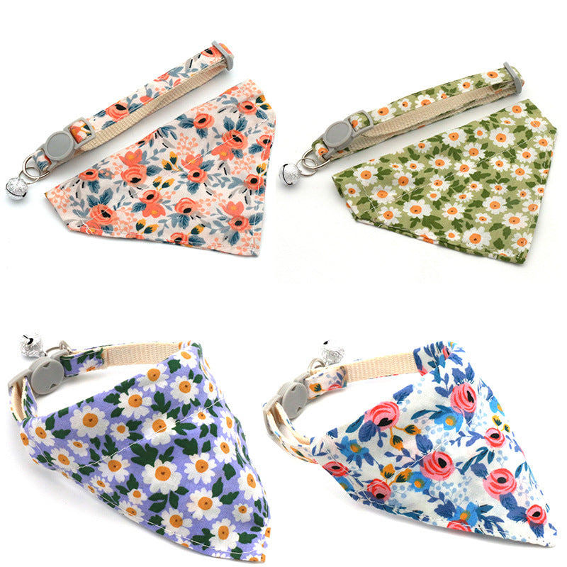 Pet Triangular Scarf Collar Small Floral