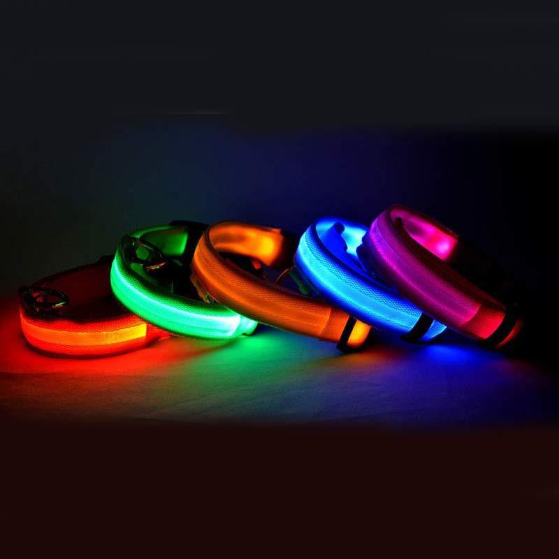 Nylon LED Pet Dog Luminous Collar Night Safety Flashing Glow in Dark Dog Cat Leash Adjustable Pet Supplies