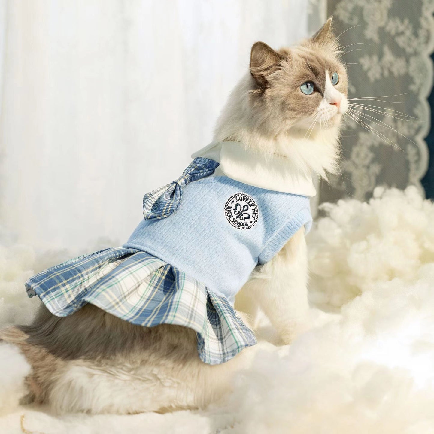 Pet Dog Cat Clothes Tartan Skirt