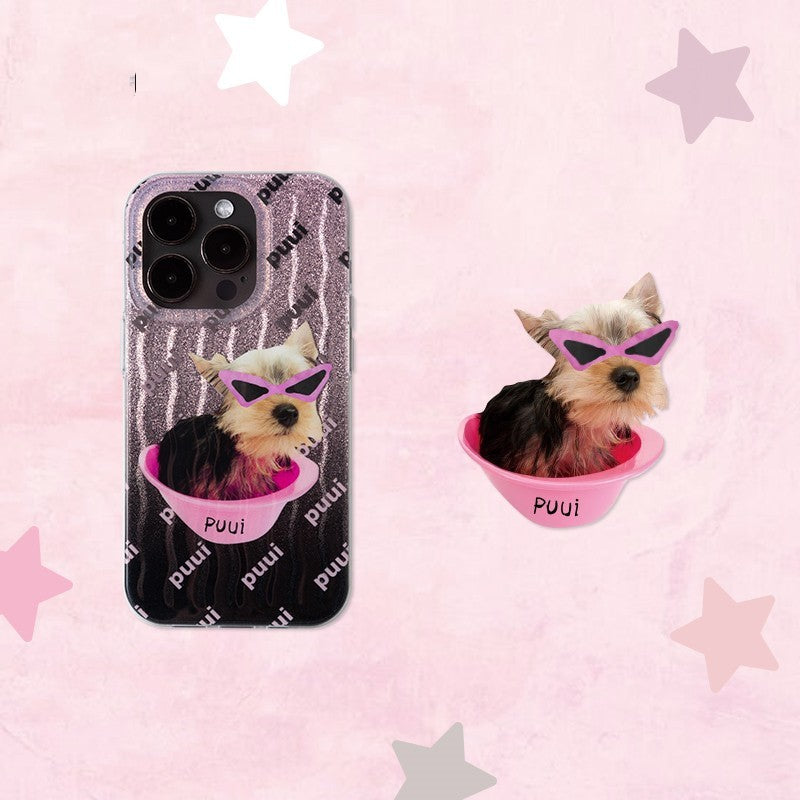 Pet Gradient Cute Little Dog Funny Phone Case