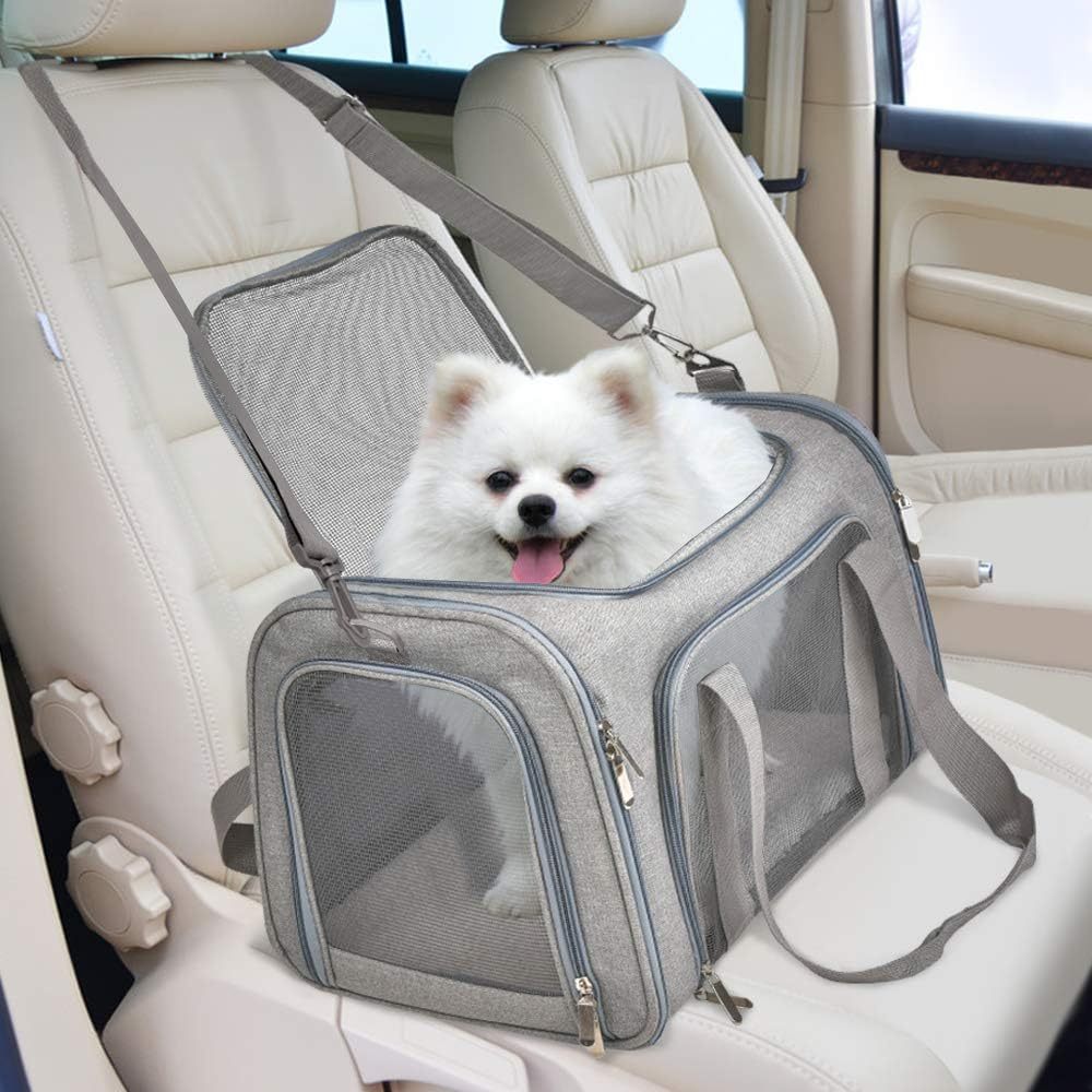 Dog Carrier For Small Medium Cats Puppies Up To 15 Lbs  Carrier Soft Sided, Collapsible Travel Puppy Carrier  Grey - Pets Home