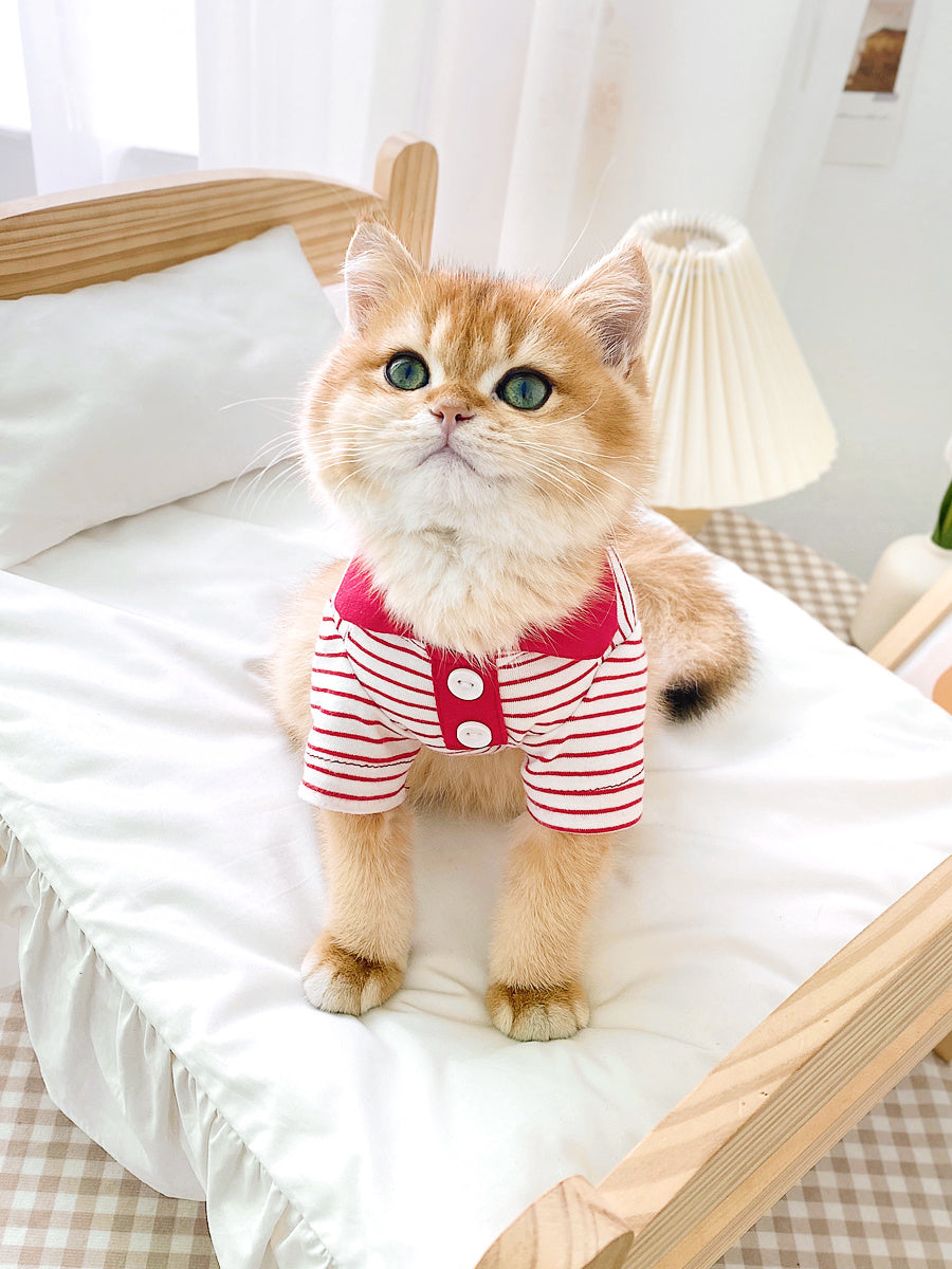 Cute Striped Polo Shirt Cat Clothes