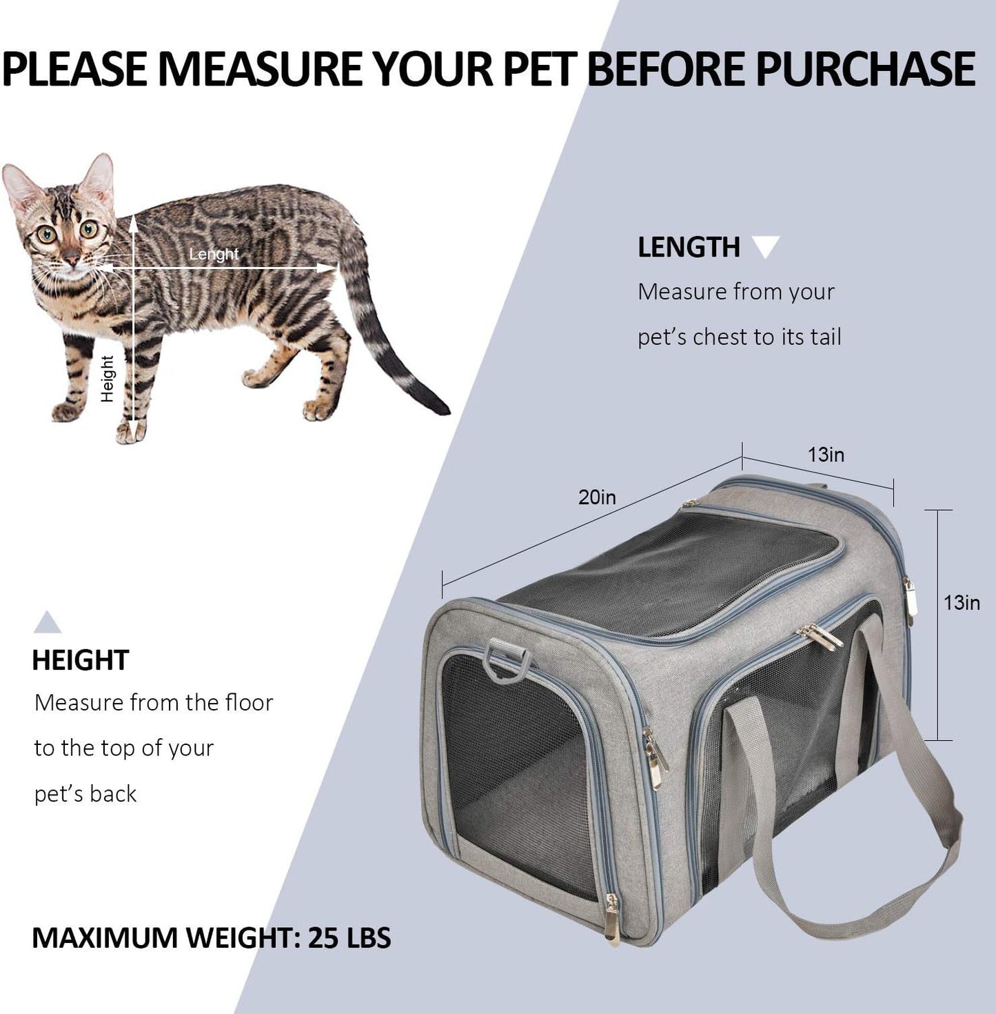 Dog Carrier For Small Medium Cats Puppies Up To 15 Lbs  Carrier Soft Sided, Collapsible Travel Puppy Carrier  Grey - Pets Home