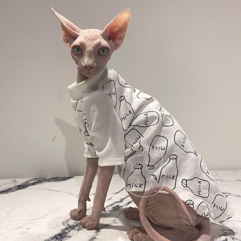 Hairless cat clothes high neck T-shirt