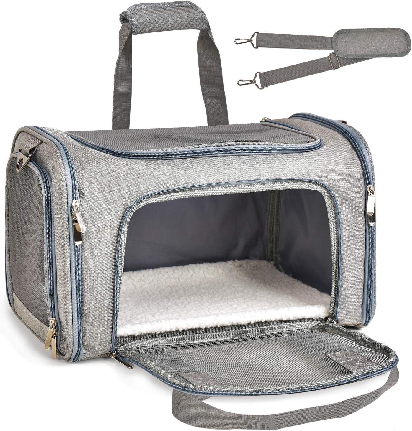 Dog Carrier For Small Medium Cats Puppies Up To 15 Lbs  Carrier Soft Sided, Collapsible Travel Puppy Carrier  Grey - Pets Home