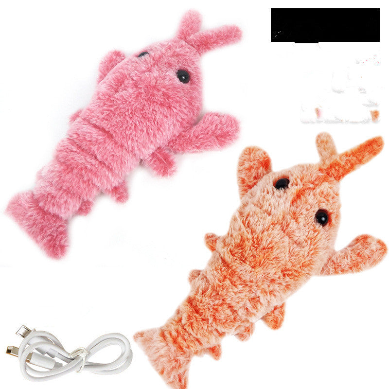 Pet Toys Electric Jumping Shrimp USB Charging Simulation Lobster Funny Cat Plush Pets Toy - Pets Home