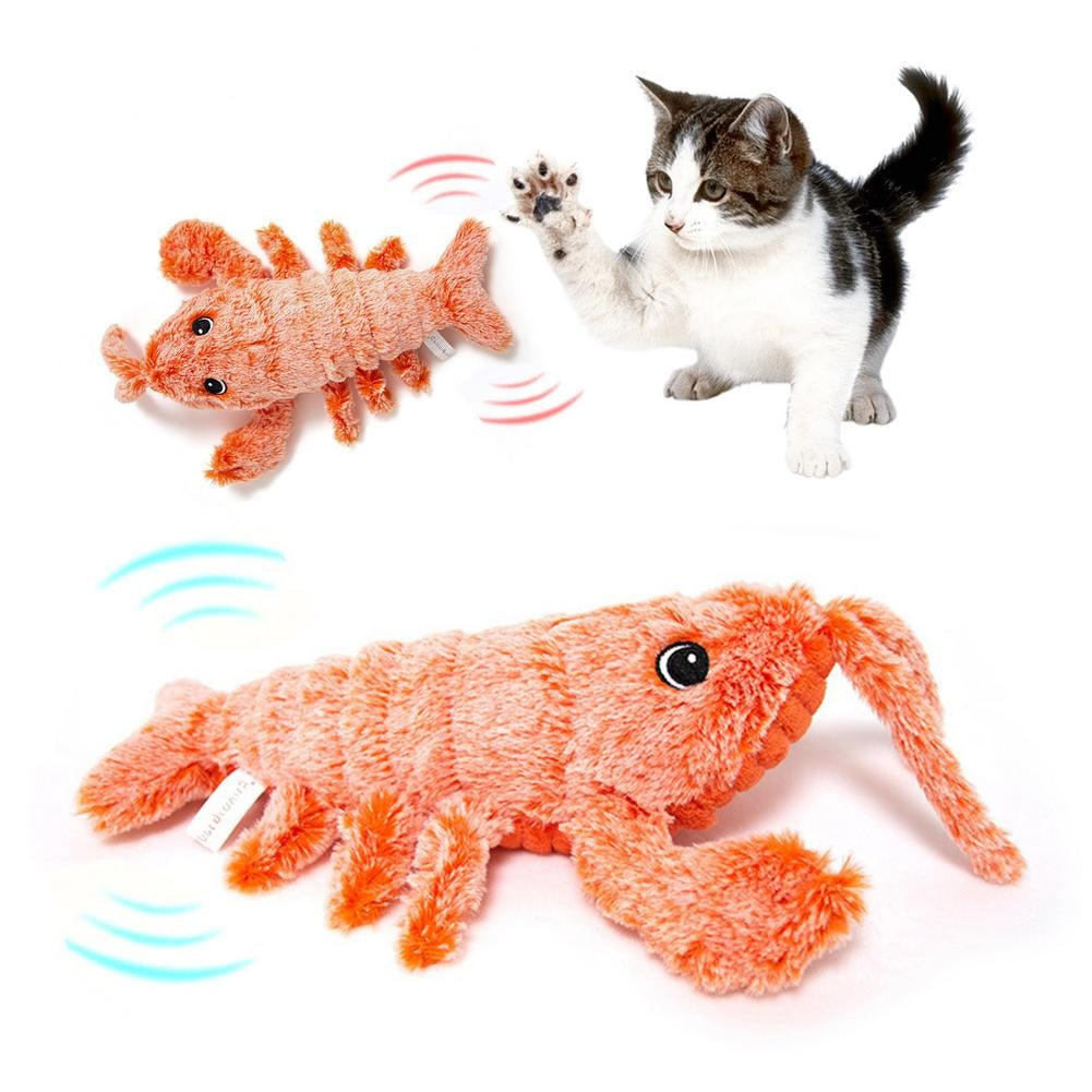 Pet Toys Electric Jumping Shrimp USB Charging Simulation Lobster Funny Cat Plush Pets Toy - Pets Home