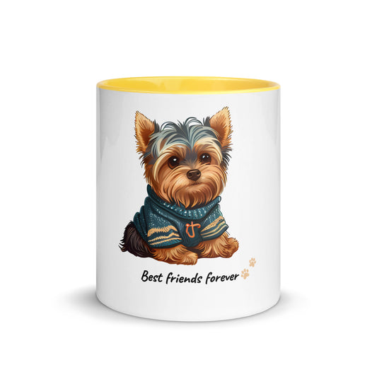 Yorkshire Terrier Best Friends Forever Mug with Yellow Interior - 11oz & 15oz | Gift for Dog Lovers